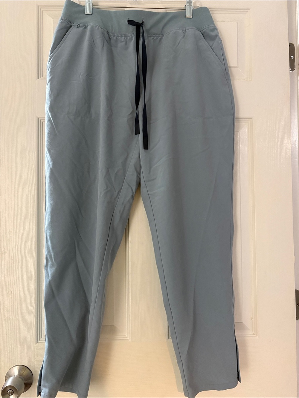Figs straight leg with slit scrub pants - light blue